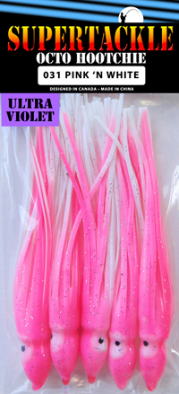 Supertackle 031 Pink n White, 4.75 Hoochie Skirts for Salmon Fishing