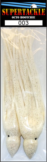 Product picture of a white Supertackle fishing lure hoochie 003 Fidrick