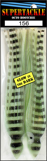 Product picture of a glow shrimp Supertackle fishing lure hoochie 156 Ghost Shrimp