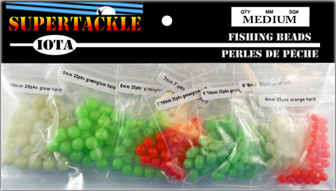 Medium size 6 mm to 10 mm Glow in the dark fishing and craft beads