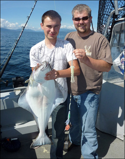 Halibut  caught on Supertackle B2 squid hoochies