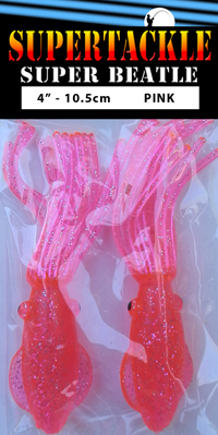 Super Beatle fishing squid, 4 inch pink