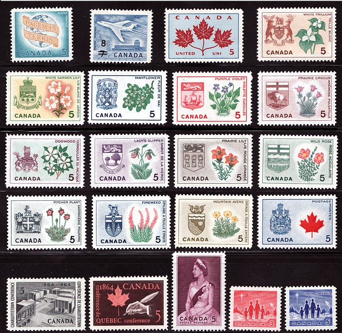1964 Year Set Provincial Flowers & CoatsofArms / Canada MNH Postage